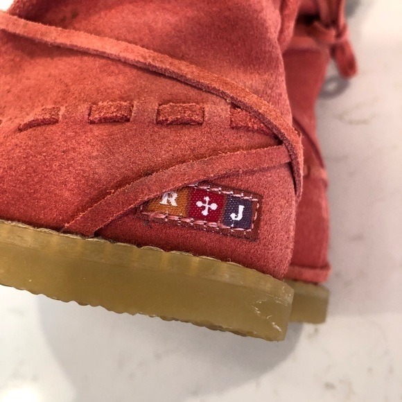 NEW Romeo Juliette Peach Cottage Leather Suede Furry Floral Embroider Tall Boots - Picture 4 of 14